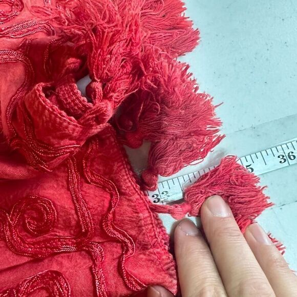 NWT Anandas Collection Women's‎ Fringed Tassel Sleeveless Tank Dress Red Medium - Picture 12 of 12